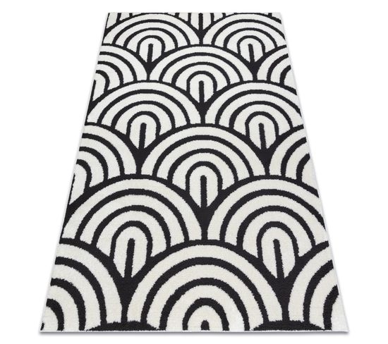 Tapis Moderne Mode 8629 Coquillages Crème / Noir 120x170 Cm