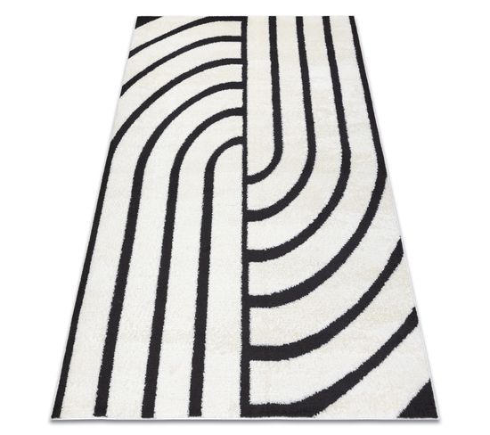 Tapis Moderne Mode 8631 Géométrique Crème / Noir 120x170 Cm