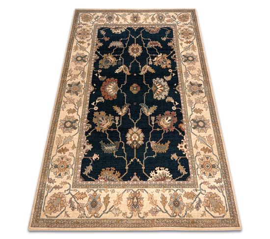 Tapis En Laine Polonia Loare Cadre Velvet Bleu Foncé  235x350 Cm