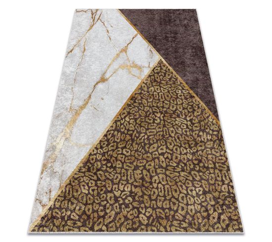 Tapis Lavable Miro 51338.805 Marbre, Géométrique Antidérapant - Marron 120x170 Cm