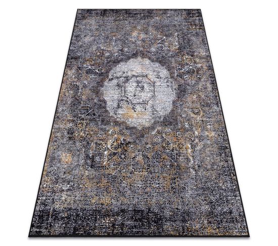 Tapis Lavable Miro 51453.805 Rosette, Vintage Antidérapant - Gris 120x170 Cm