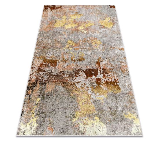 Tapis Lavable Miro 51463.802 Abstraction Antidérapant - Gris / Or 80x150 Cm