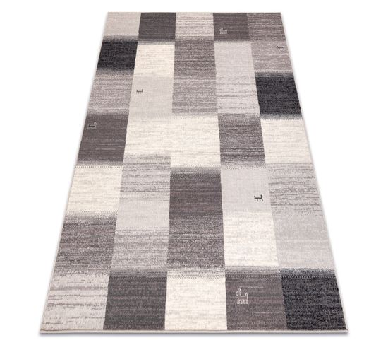 Tapis Laine Angel 7961 / 52022 Géométrique, Cadre Beige / Gris 160x230 Cm