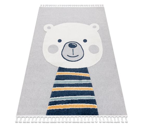 Tapis Yoyo Gd50 Gris/blanc - Ours En Peluche Pour Enfants, Structurelles Et Sensoriell 80x150 Cm