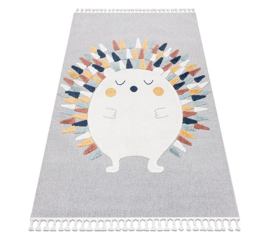 Tapis Yoyo Gd73 Gris/blanc - Hérisson En Peluche Pour Enfants, Structurelles Et Senso 120x170 Cm