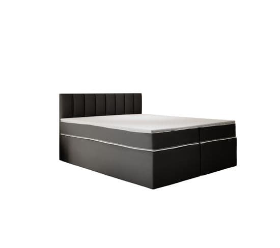 Lit Adulte 200x200 Cm Miami Matelas Ressorts Ensachés Et Surmatelas à Mémoire Velours Gris Foncé