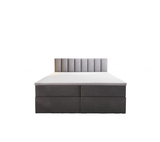 Lit Adulte 140x200 Cm Palermo Avec Matelas Ressorts Intégrés, Rangement, Surmatelas En Velours Gris