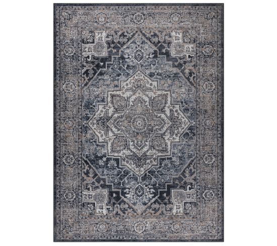 Tapis Salon Marron Gris Ornamental Floral Ritz 160x220cm