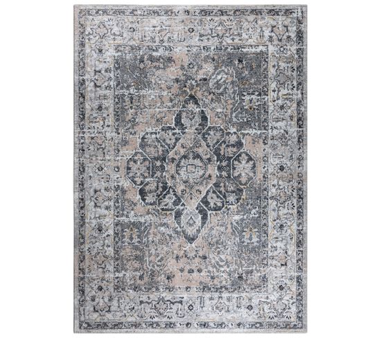 Tapis Salon Marron Gris Ornamental Floral Ritz 140x200cm