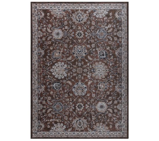 Tapis Salon Marron Gris Ornamental Floral Ritz 120x170cm