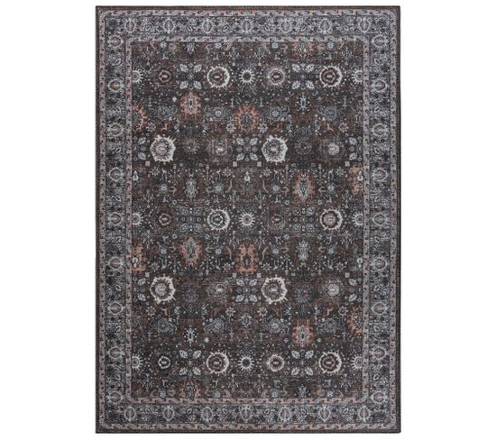 Tapis Salon Vintage Gris Bleu Rouge Beige Ornamental Ritz 140x200cm