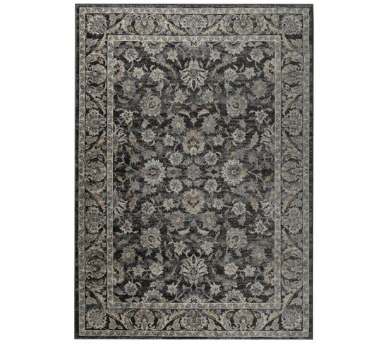 Tapis Salon Vintage Marron Gris Ornamental Floral Ritz 80x150cm