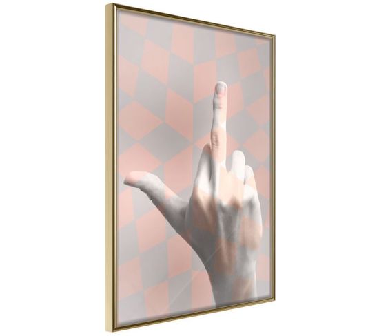 Affiche Murale Encadrée "middle Finger" 20 X 30 Cm Or