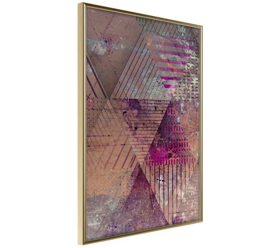 Affiche Murale Encadrée "pink Patchwork Ii" 30 X 45 Cm Or