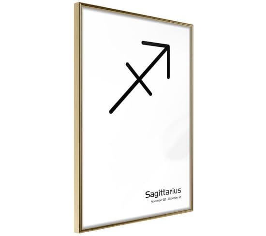 Affiche Murale Encadrée "zodiac Sagittarius Ii" 40 X 60 Cm Or