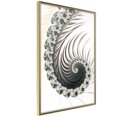 Affiche Murale Encadrée "fractal Spiral Positive" 20 X 30 Cm Or