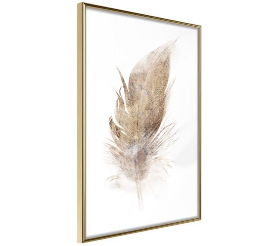 Affiche Murale Encadrée "lost Feather Beige" 30 X 45 Cm Or