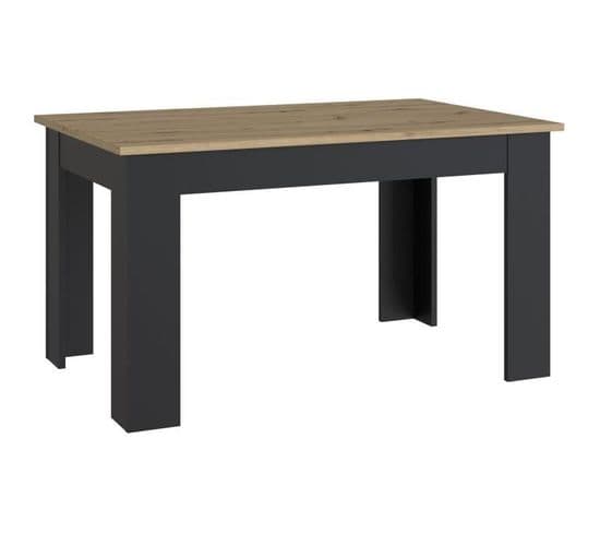 Table à Manger Pilvi - Décor Chêne Et Noir - 4/6 Personnes - L 140 X P 77 X H 90 Cm