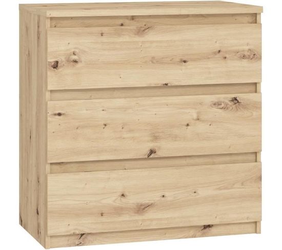 Commode Chelsea 3 Tiroirs L 77,2  X P 42  X H 79,9   Décor Chene Artisan