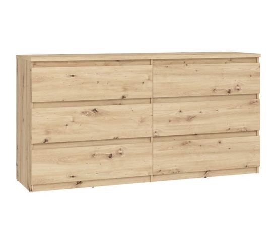 Commode Chelsea 6 Tiroirs L 154    X P 42,2  X H 79,9 Décor Chene Artisan