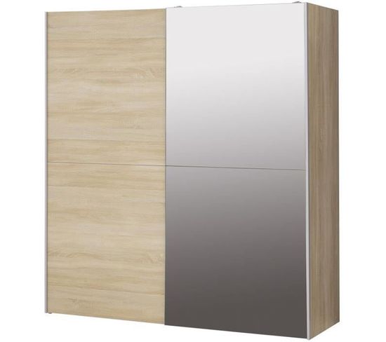 Armoire 2 Portes Coulissantes Avec Miroir - Chêne Sonoma - L 170,3 X P 61,2 X H 190,5 Cm - Ulos