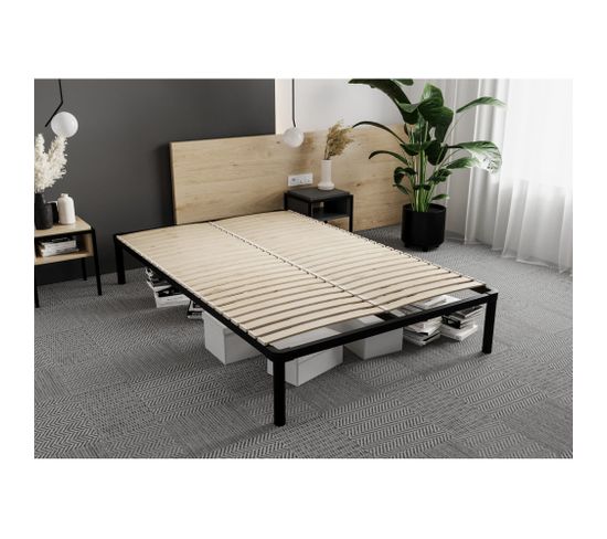 Sommier - Cadre De Lit Metal - 4 Pieds Inclus 140 X 200 Cm Gris