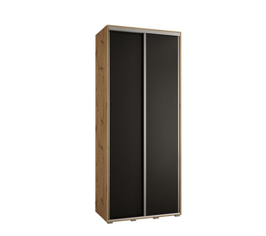 Armoire Davos 1 à Portes Coulissantes 235,2/120/45 2 Portes (artisan/noir/argent)