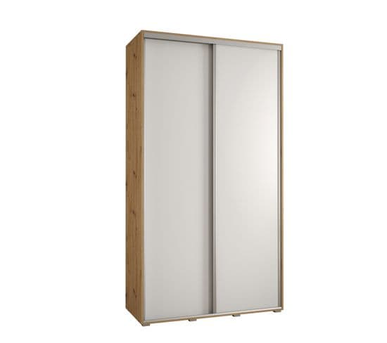 Armoire Davos 1 à Portes Coulissantes 235,2/130/60 2 Portes (artisan/blanc/argent)