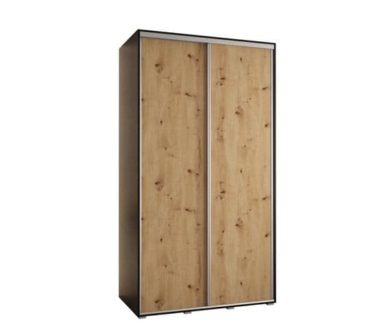 Armoire Davos 1 à Portes Coulissantes 235,2/130/60 2 Portes (noir/artisan/argent)