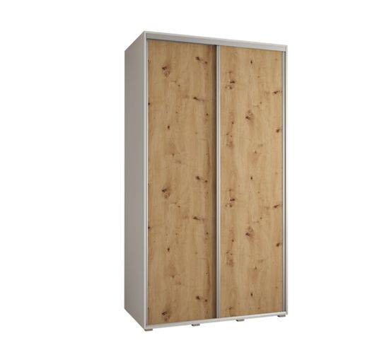 Armoire Davos 1 à Portes Coulissantes 235,2/140/45 2 Portes (blanc/artisan/argent)