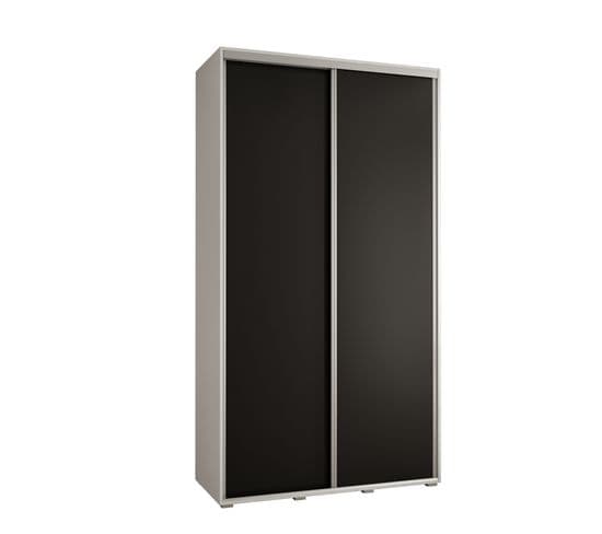 Armoire Davos 1 à Portes Coulissantes 235,2/140/45 2 Portes (blanc/noir/argent)