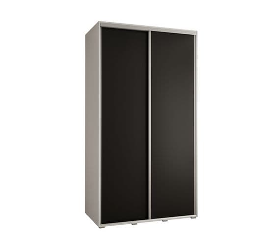 Armoire Davos 1 à Portes Coulissantes 235,2/140/60 2 Portes (blanc/noir/argent)