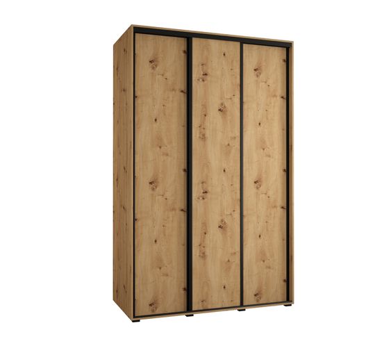 Armoire Davos 1 À Portes Coulissantes 150x45x235.2 Cm - 3 Portes (artisan/artisan/noir)