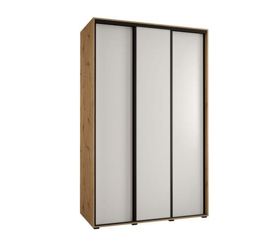 Armoire Davos 1 À Portes Coulissantes 150x45x235.2 Cm - 3 Portes(artisan/blanc/noir)