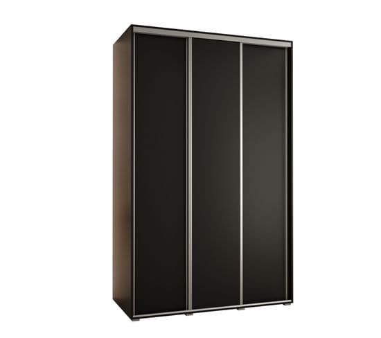 Armoire Davos 1 À Portes Coulissantes 150x45x235.2 Cm - 3 Portes (noir/noir/argent)