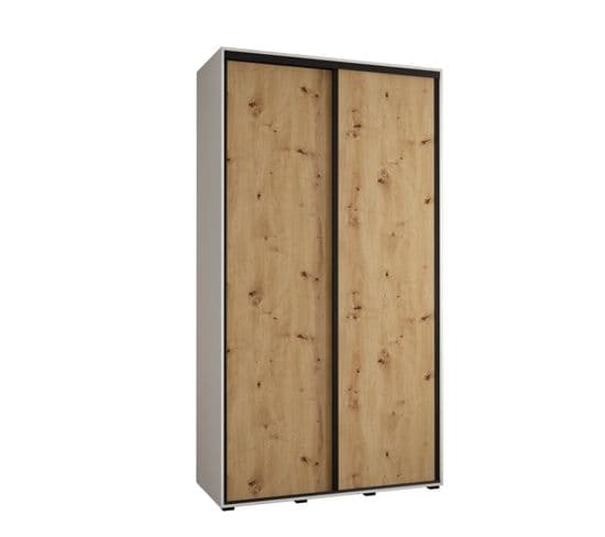 Armoire Davos 1 à Portes Coulissantes 235,2/160/60 3 Portes (blanc/artisan/noir)