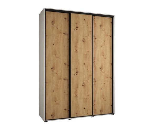 Armoire Davos 1 à Portes Coulissantes 235,2/170/45 3 Portes (blanc/artisan/noir)