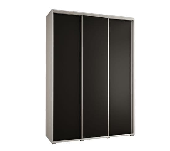 Armoire Davos 1 à Portes Coulissantes 235,2/170/45 3 Portes (blanc/noir/argent)