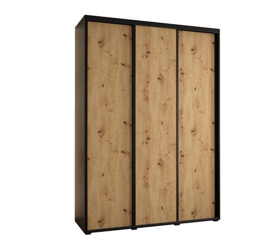 Armoire Davos 1 à Portes Coulissantes 235,2/170/45 3 Portes (noir/artisan/noir)