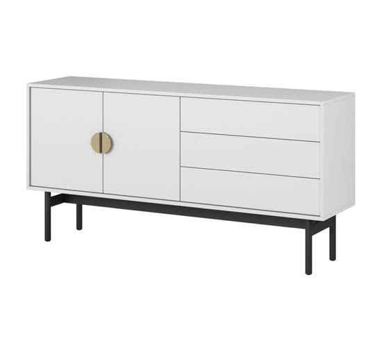 Meuble TV Avec Trois Tiroirs 154 Cm Stoon Blanc