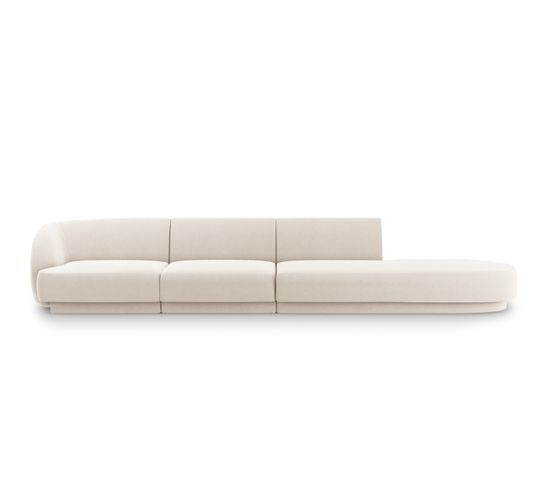 Canapé Droit "miley", 4 Places, Beige Clair, Velours