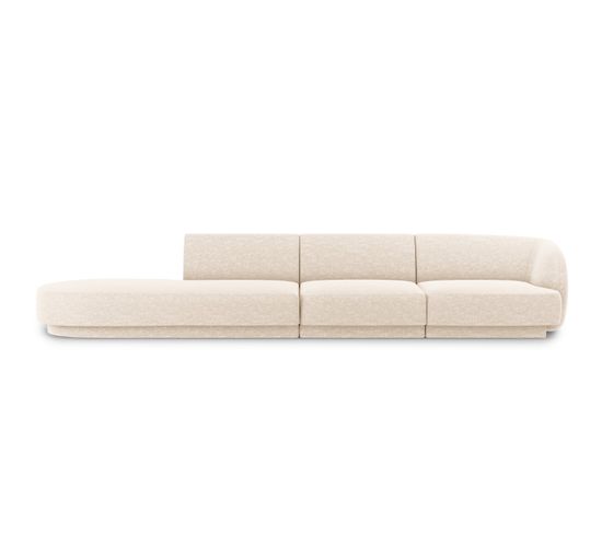 Canapé Gauche "miley", 4 Places, Beige Clair, Tissu Chenille