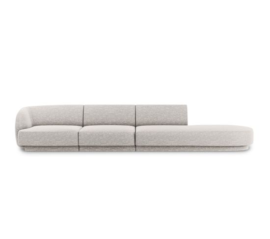 Canapé Droit "miley", 4 Places, Gris Clair, Tissu Chenille