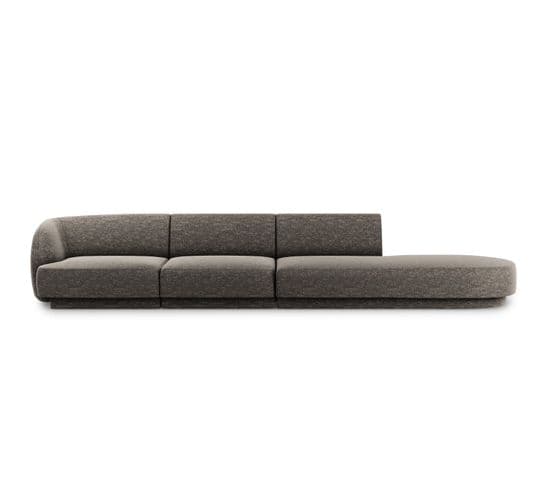 Canapé Droit "miley", 4 Places, Gris, Tissu Chenille