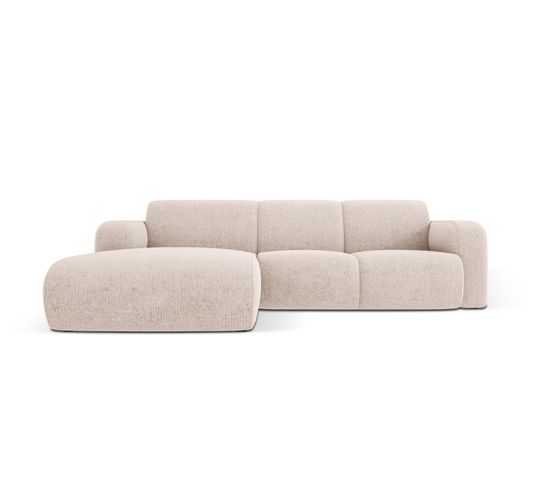 Canapé D'angle Gauche "molino", 4 Places, Beige, Tissu Chenille