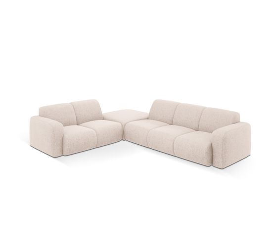 Canapé D'angle Gauche "molino", 6 Places, Beige, Tissu Chenille