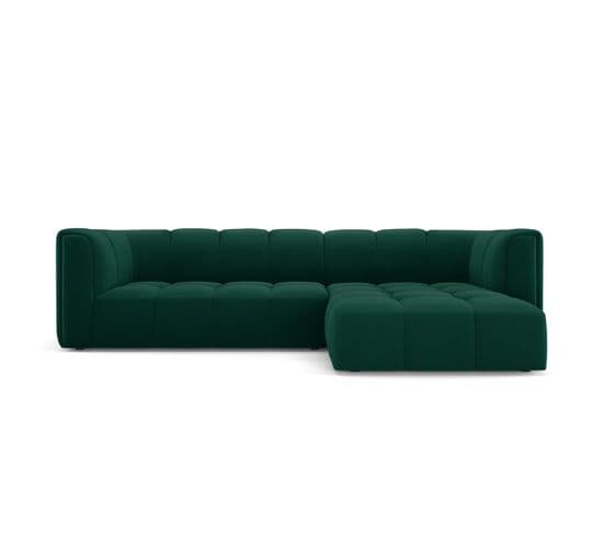 Canapé D'angle Droit Modulable "serena", 3 Places, Vert Bouteille, Velours