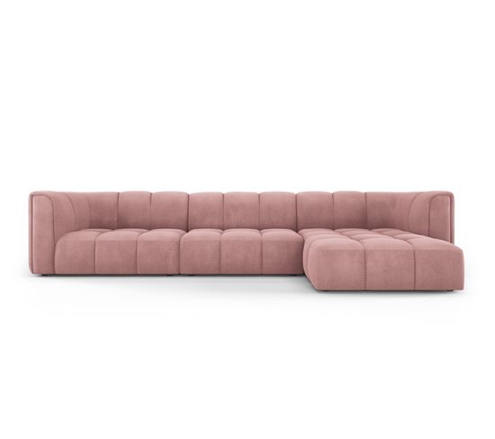 Canapé D'angle Droit Modulable "serena", 5 Places, Rose, Tissu Structurel