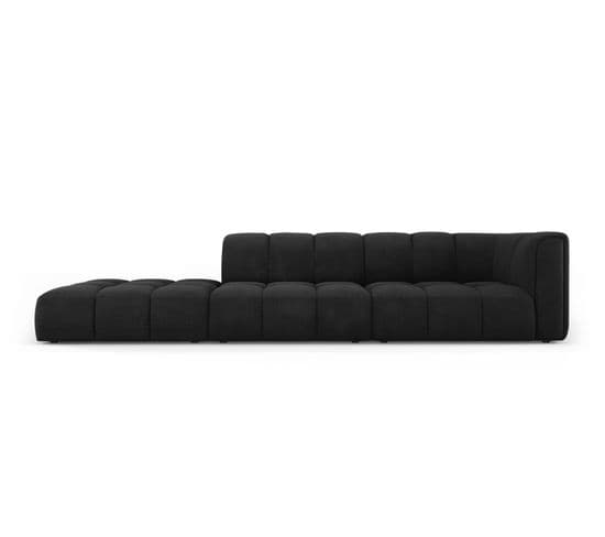 Canapé Modulable Gauche "serena", 4 Places, Noir, Tissu Structurel