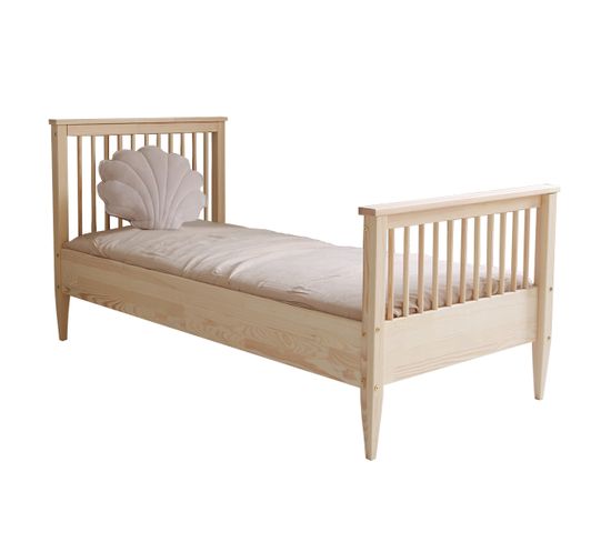 Lit 90x190 Sommier Inclus Pieds 19 Cm Daphné - Bois